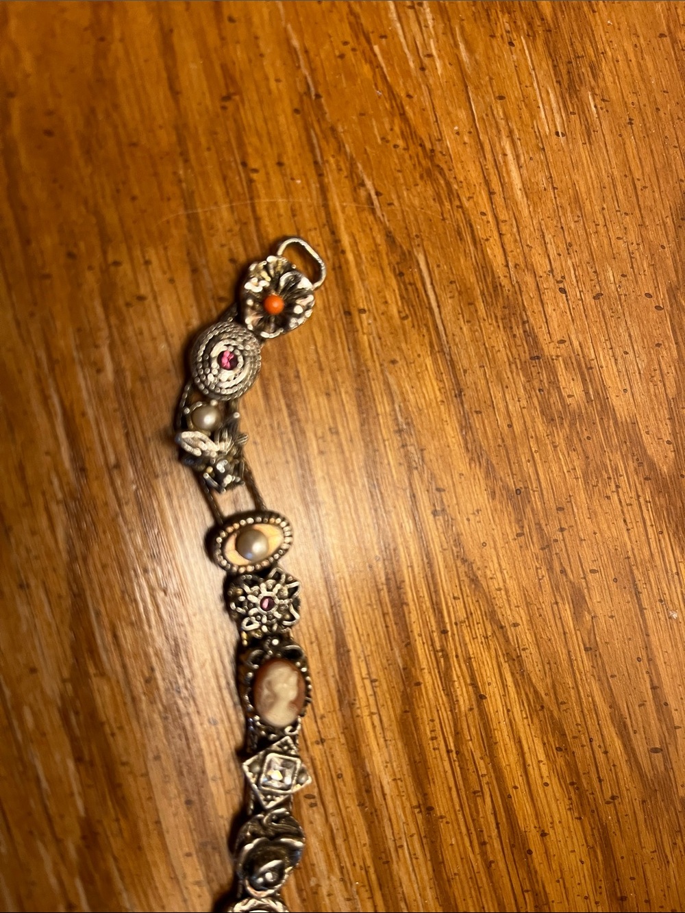 Victorian Gold-Tone Multi-Stone Slide Bracelet with Colorful Charms - Picture 2 of 6